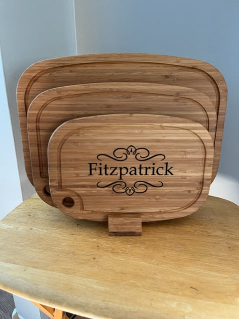3 Piece Bamboo Cutting Board Set