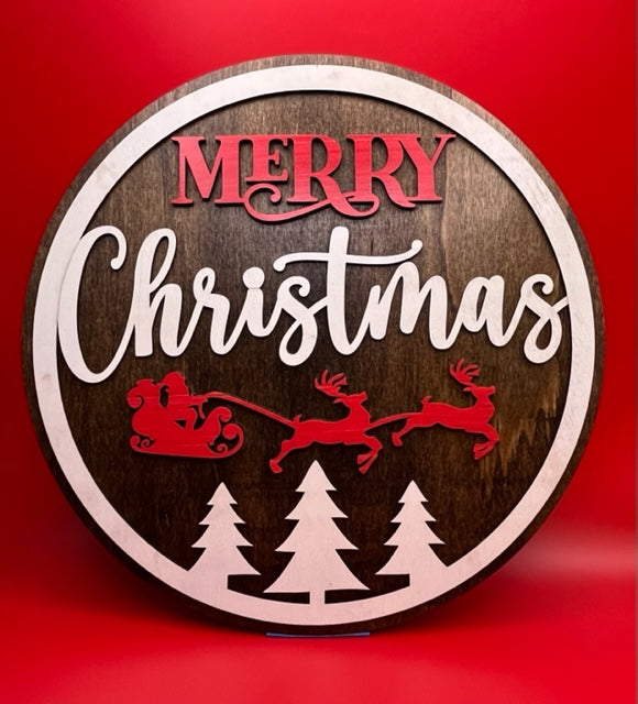 Merry Christmas 12" W/ Santa Sleigh