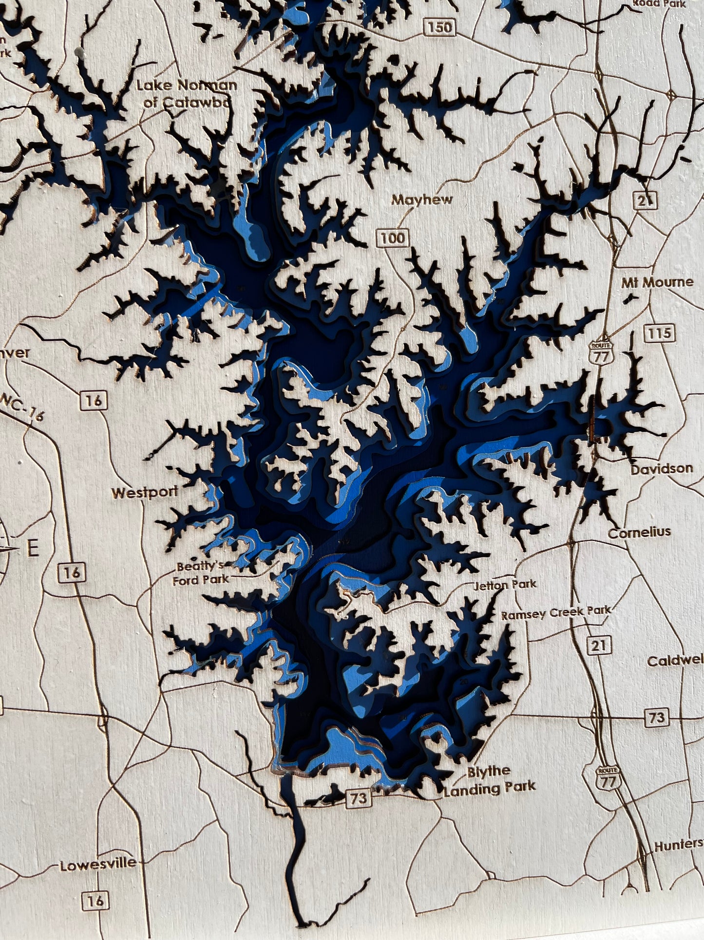 Lake Norman, NC Bathymetric Map 11"" x 17" 5 layer